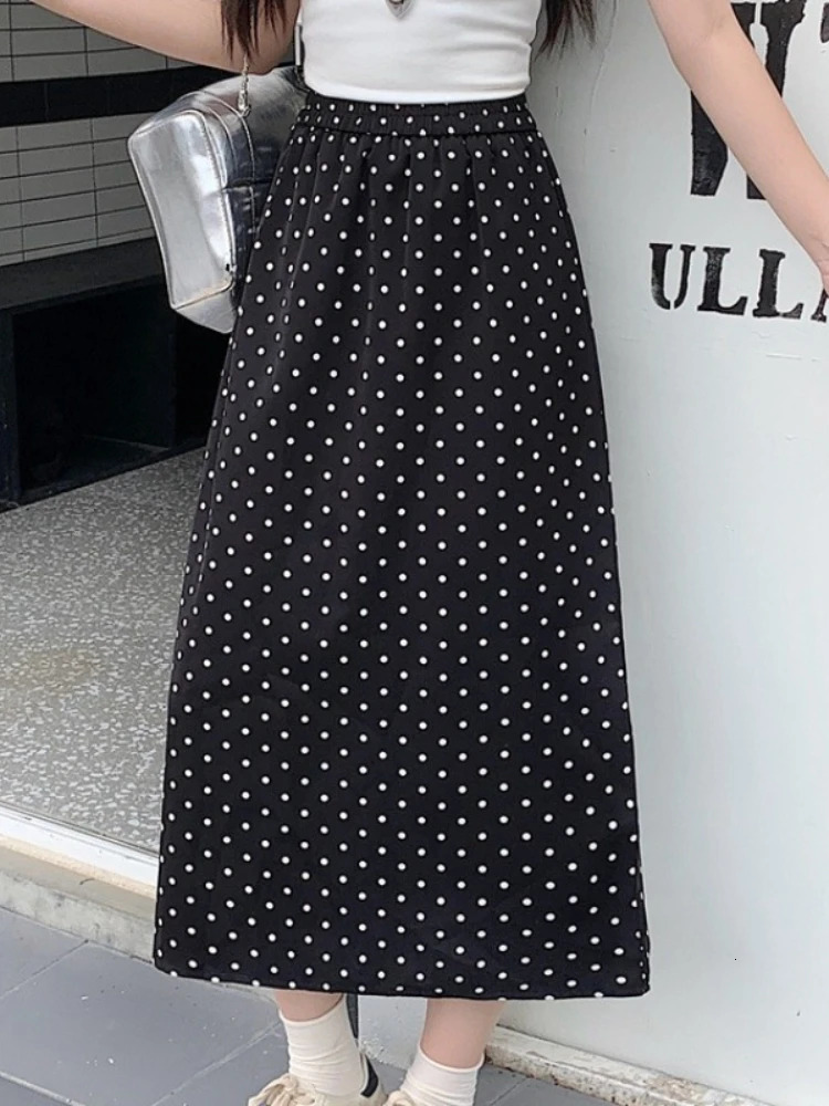 High Waist ALine Plus Size Skirts Summer Casual Thin Oversized Skirt Fashion Polka Dot Sunscreen 250822