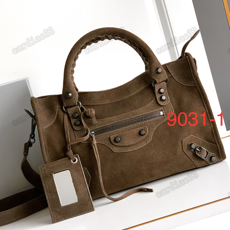 Designer Le City Tote Bags Frosted suede Crossbody Motorcycle Bag Women Handbag Genuine leatherr Fashion Trend Ladies Rivet Decoration with Mirror