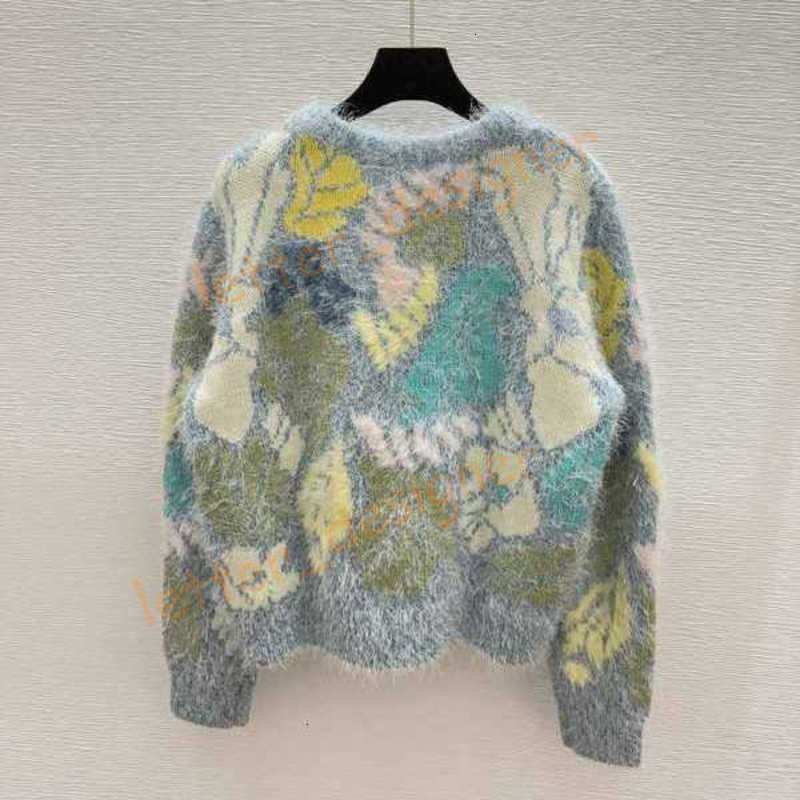Chandails de femmes designer cha25ss d'été Nouvelle couleur rétro bloquée floral rond cou rond à manches longues en tricot à manches en tricot en