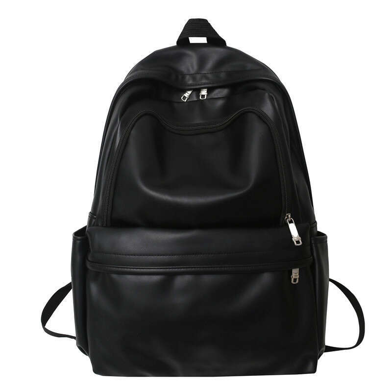 Korean Casual PU Leather For Fashion Trend, British High School Student Backpack, Waterproof Men's Backpack