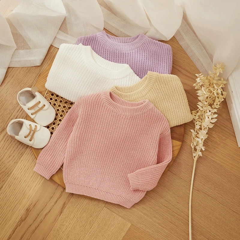 Misowmnjoy Children Boy Girl Pull en tricot pour les enfants d'hiver Vêtements causaux Couleur solide à manches longues Tops Toddler Joters250821
