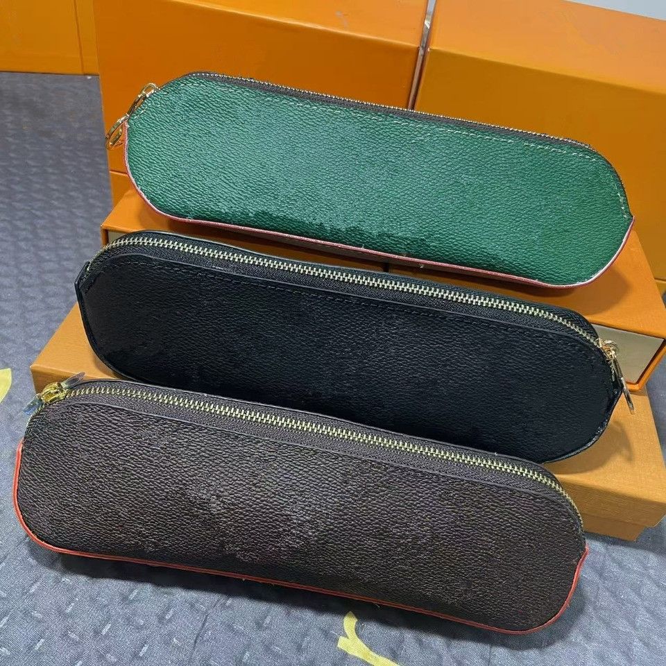 new pencil pouch luxury designer colored leather women zipper case coated canvas pencils box purse wallets coin animal dog cosmetic bags
