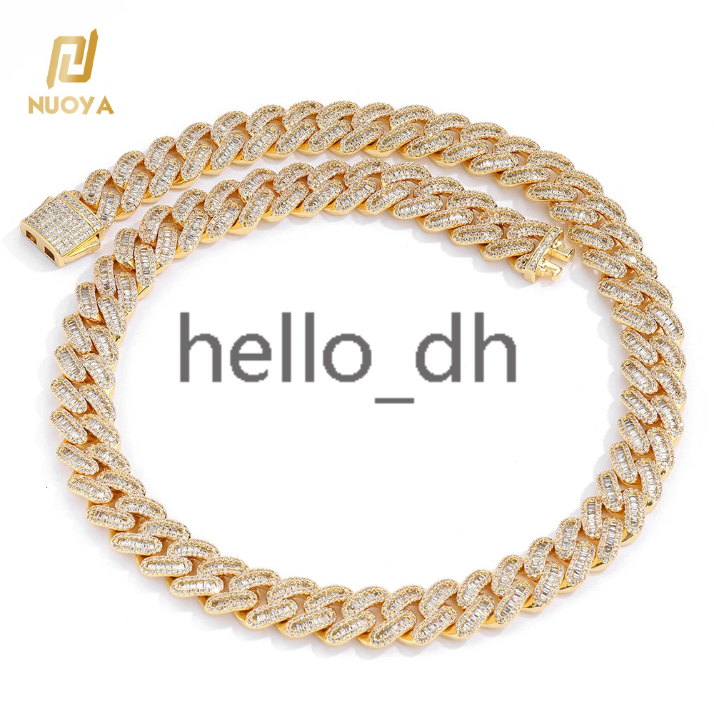 15MM Cuban Link Chain Necklace Micro Pave Bling moissanite moissaniteia 18K Gold Plated Cuban Link Chain Rapper Jewelry