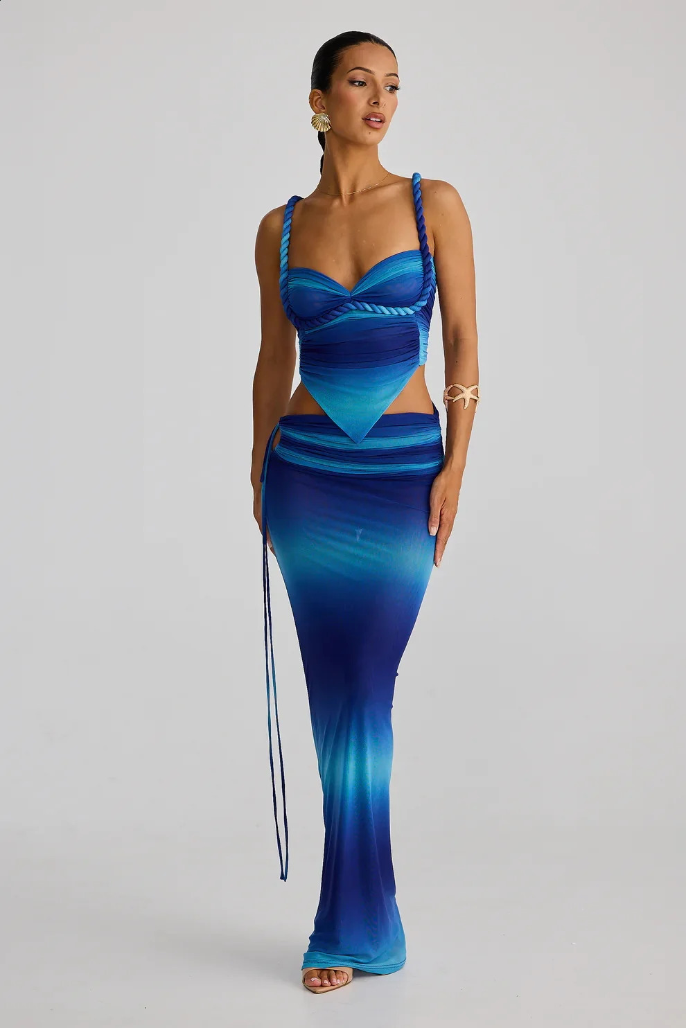 High-quality 3 Pieces Bikinis 2025 Sets Sexy Push Up Backless Womens Swimsuit Gradient Cover-ups High-end Niche Beach Wear 250821