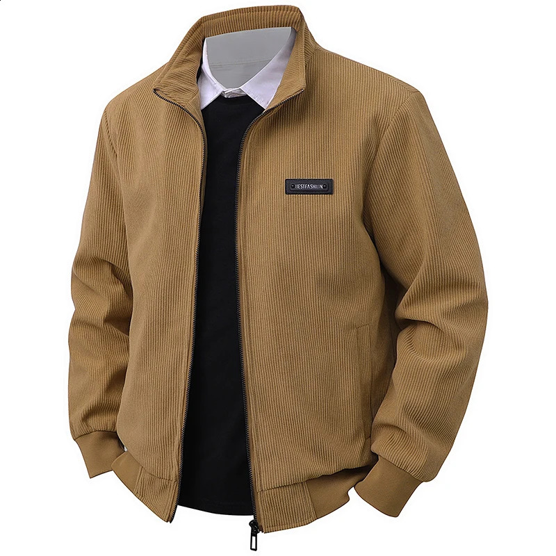 Mens Corduroy Lapel Jackets Spring and Autumn American Retro Loose Handsome Multipocket Cargo Jacket 250822