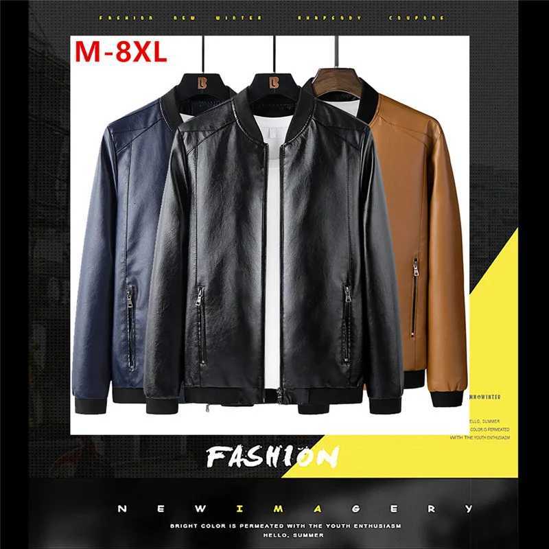 Veste de moto 8xl pour les hommes de baseball de baseball Vêtements en cuir plus taille 6xl 7xl Windbreaker Business Automne Bomber Pu Coat x2508