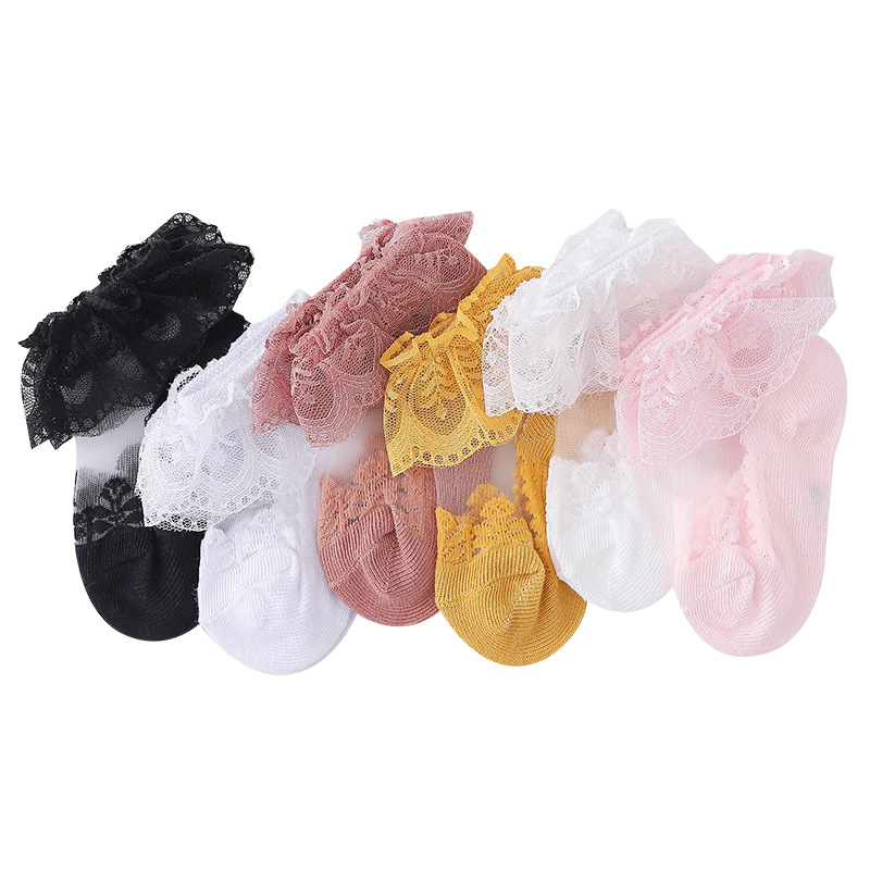 Chaussettes de cheville élégante en dentelle pour les chaussettes en dentelle à volants infantiles non glip