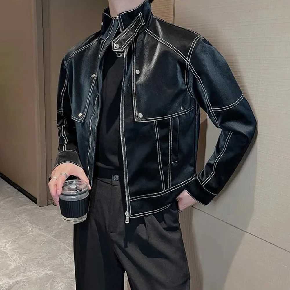 Hommes y2k veste en cuir de motte mat y2k