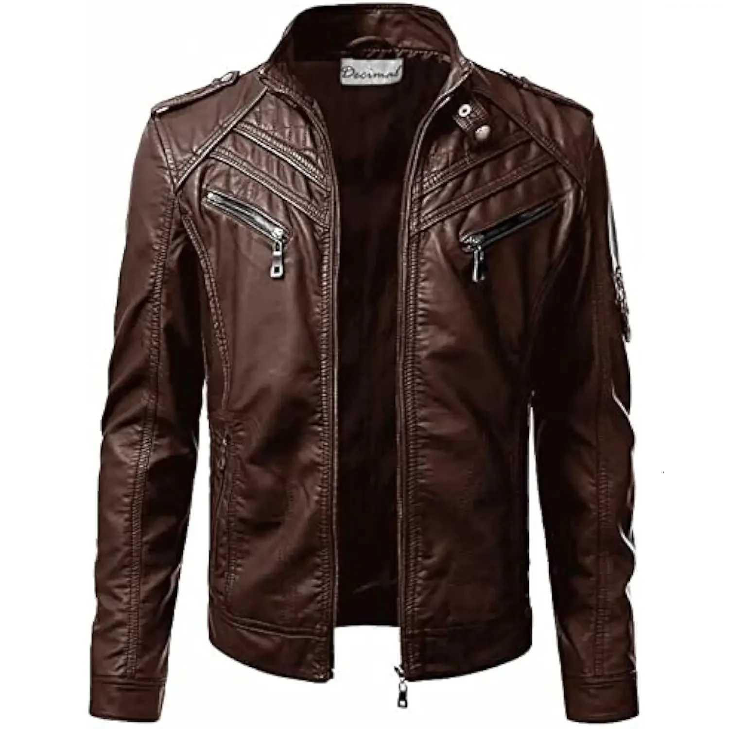Men Slim Fit en faux cuir manteaux extérieurs pour hommes Black Pu Le cuir biker classiques veste vestes de moto vintage pour hommes x250822