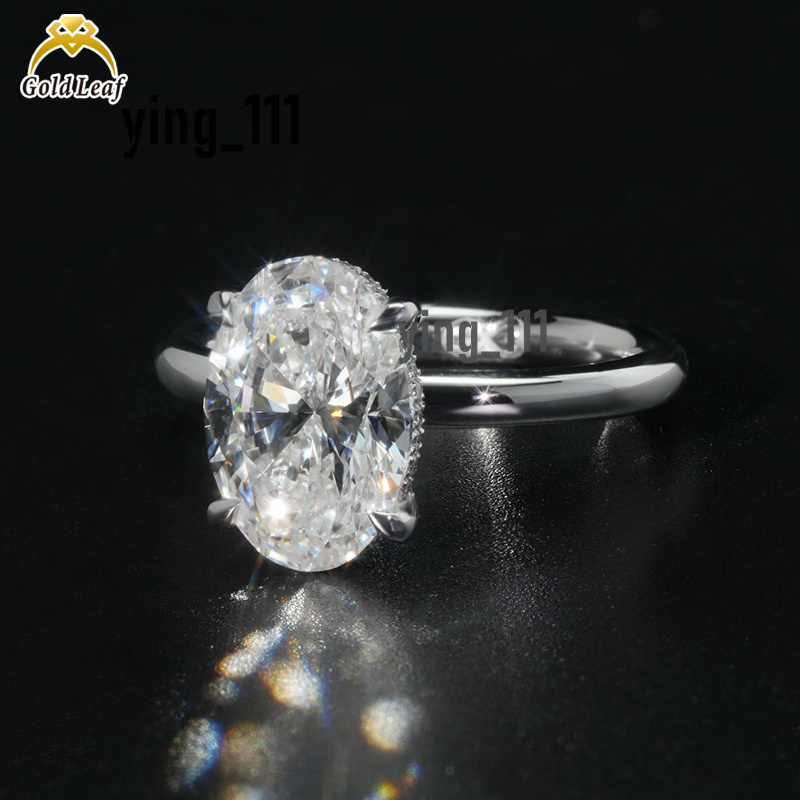 Custom Jewelry IGI Certificate 10k 14k White Gold 1ct 2ct D VVS Oval Cut Ring of Lab Grown Diamond Ring