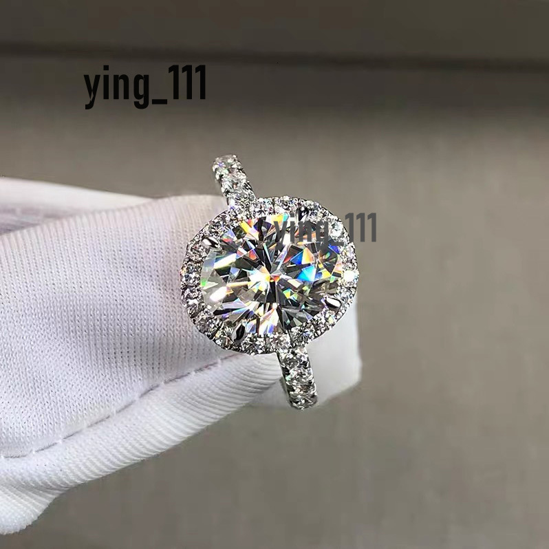 Custom Classic 18K Solid Gold With 2-4ct Oval Cut Forever Moissanite Diamond Ring Jewelry Woman