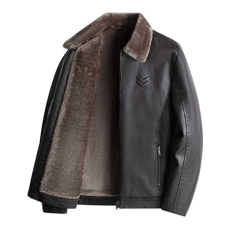 New Fleece Leather Jacket Mens Plus Velvet Men Winter Warm Motorcycle Thickened Leather Coat Man Fleece Autumn PU Leather Coats X250822