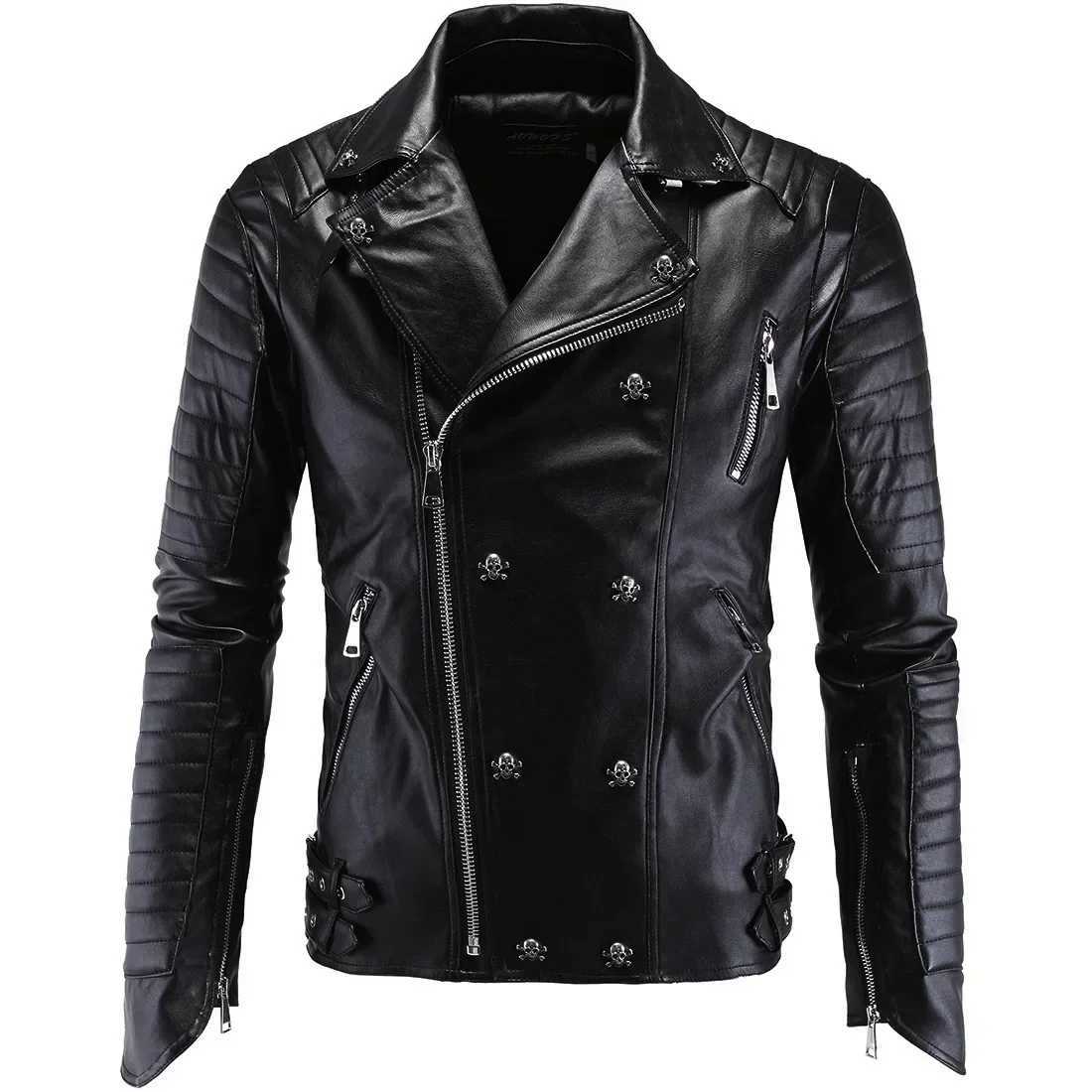 Fashion Mens en cuir cari veste en cuir slim veste en cuir slim