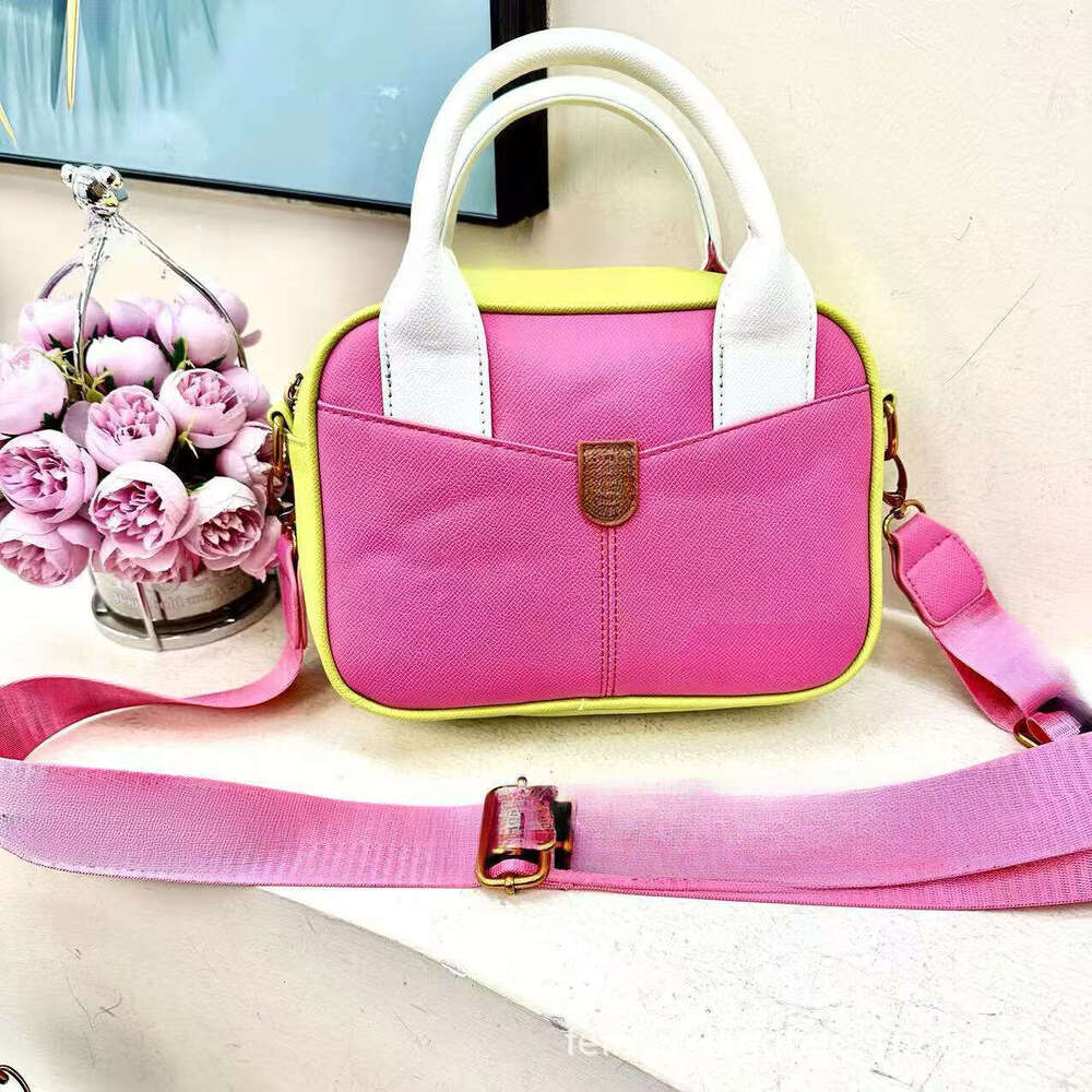 Women's New Style Personality Color Block Main Daily Commute Small Square Handheld Shoulder Crossbody Bag B5