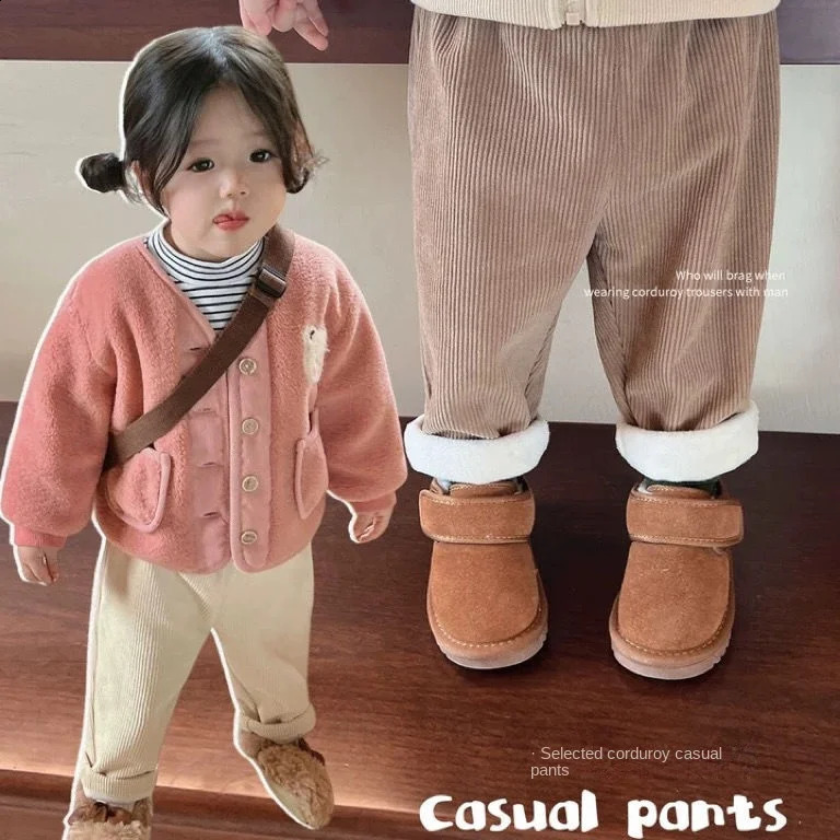 Autumn Winter Toddler Boys Girls Casual Corduroy Pants Children Kids Warm Trousers Loose Pants Outside Versatile250821