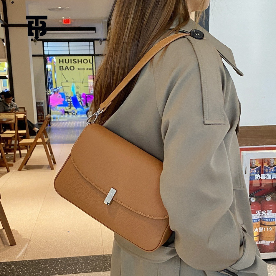TB BHULAMTE Luxury Genuine Leather Women's Square Shoulder Bag New Versatile Armpit Bag Fashionable And Simple Solid Color Mini Handbag Free Sh
