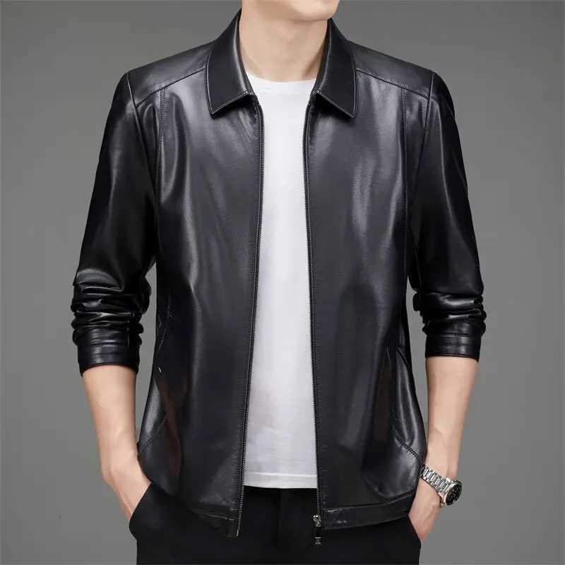 Mens High-Quality Leather Coat 2025 Fashion Autumn Jacket Leisure Business Lapel for Middle-Aged Men X250822