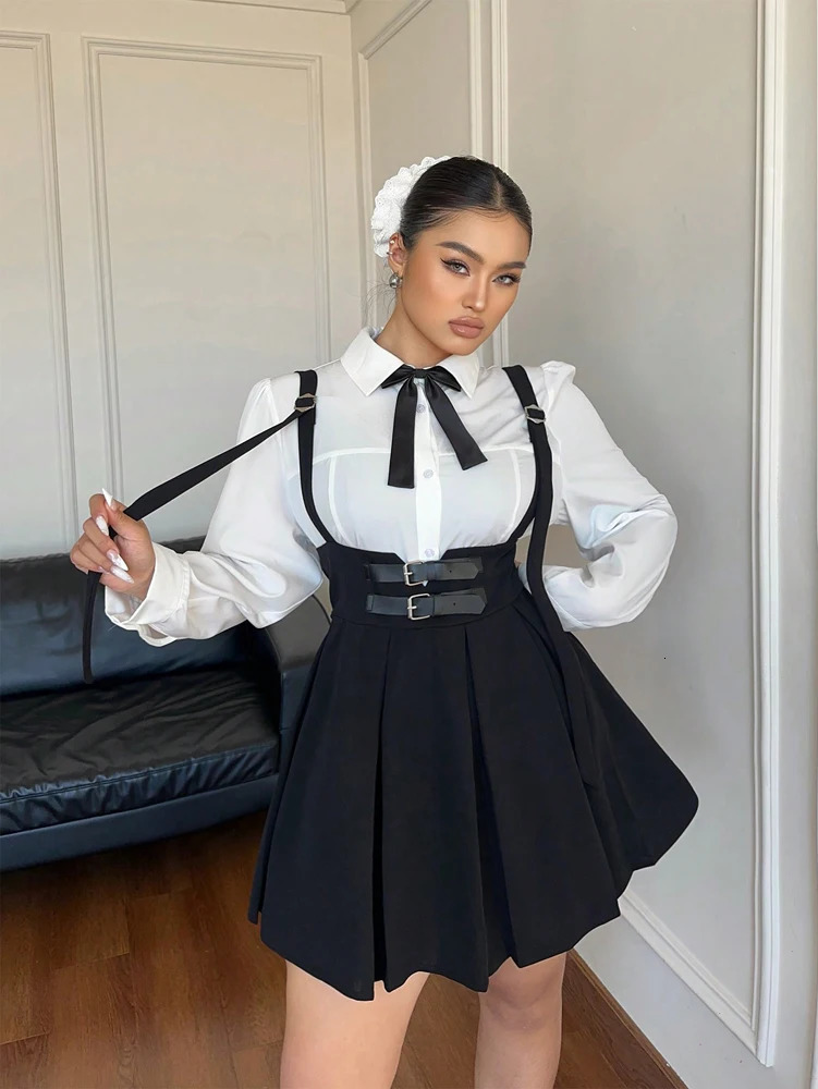 Plus Size Womens High Waisted Solid Colour Peplum Casual Suspender Skirt Elegant Pure Y2K 250822