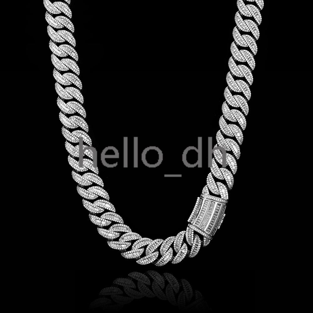 15MM Hip Hop Jewelry White Gold Plated Iced Diamond Cuban Links Bling moissanite Cuban Link Chains Women