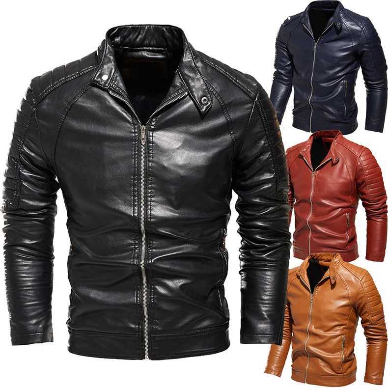 Men Winter Brand Leather Jacket Inner Fleece PU Coat Faux Leather Jackets Mens Clothing Streetwear Casual Motorcycle Winter X250822