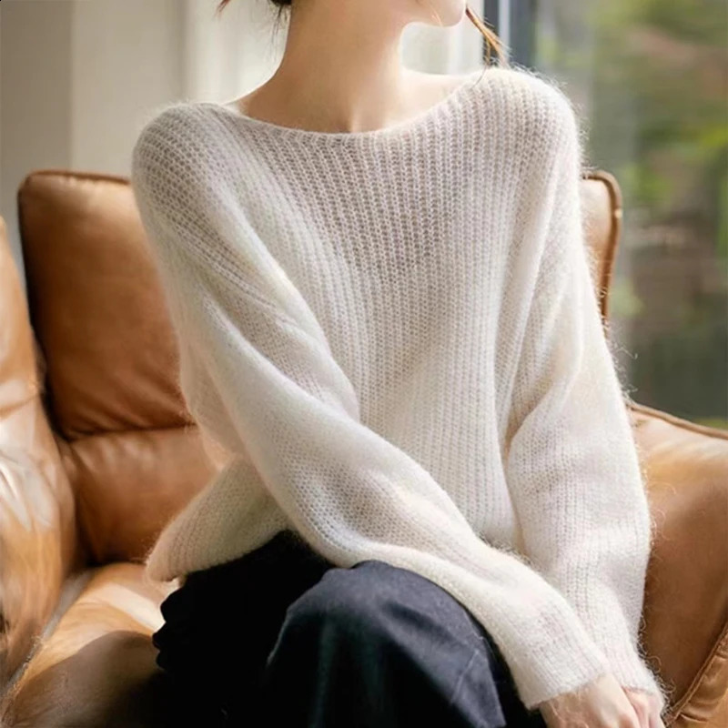 Drop Shoulder Knit Sweater Lightweight Long Sleeve Boat Neck Plain Jumper Womens Pullover Casual Chic Outfit 250819