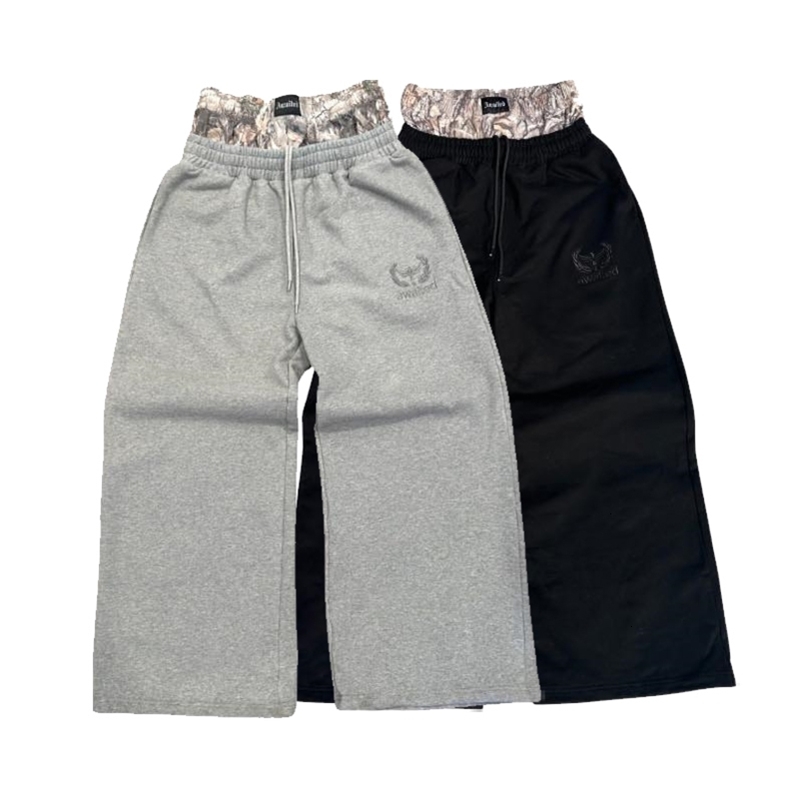 Y2K Retro Pantalons de survêtement Double taille camouflage Modèle large Pantalon de jambe tendance Trend Streetwear décontracté unisexe Baggy W2