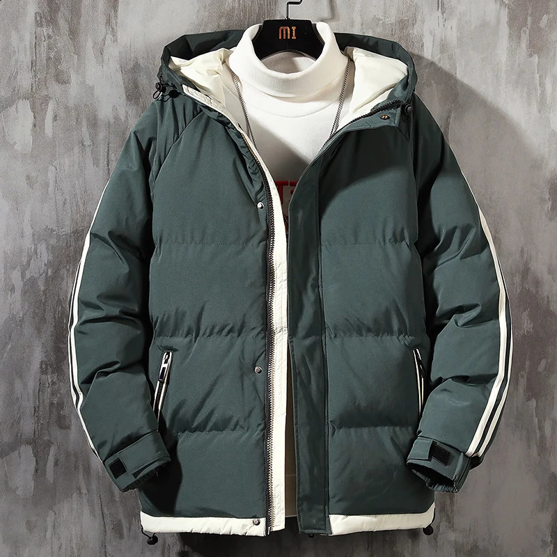 Mens Winter Plus Velvet épaissis coton Veste chaude décontractée et à la mode collier de support de vent parka lâche manteau 250822