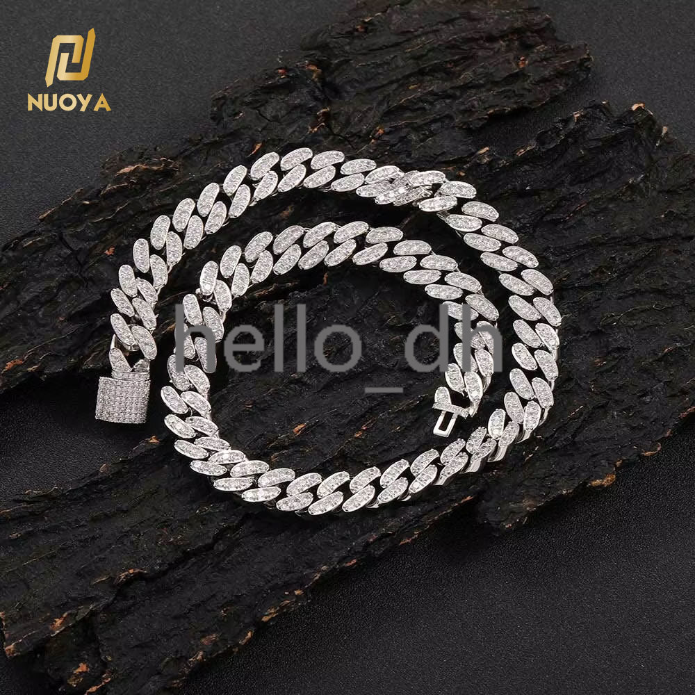 Hip Hop 12mm Iced Out Cuban Link Necklace Micro Pave Shiny Diamond Cuban Link Necklace for Women Fine Jewelry