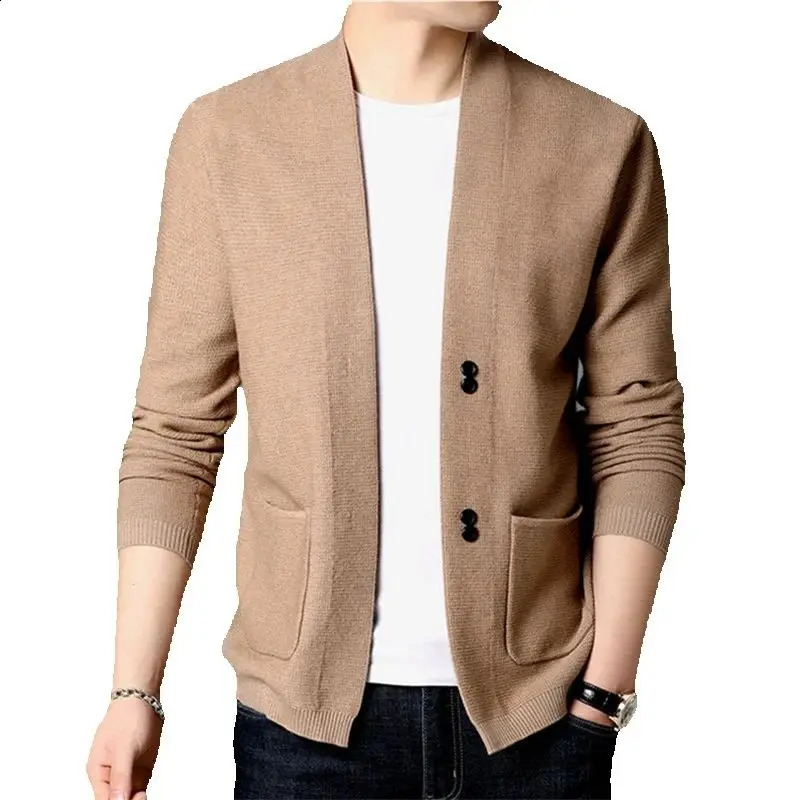 Spring Autum Mens Knit Sweater Cardigan Fashion Slim Fit Swept-tricots Sweater Men de style coréen Vestes Cardigans 250813