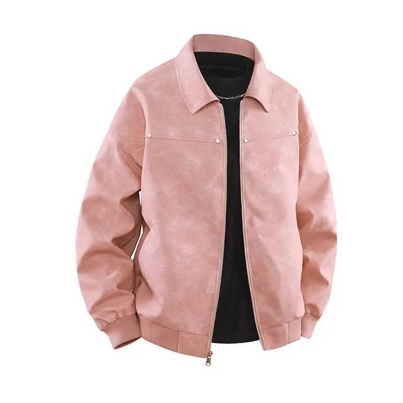 American Style Lapel PU Leather Jackets for Men Solid Color Turn-down Collar Streetwear Mens Casual Business Coat -F2377 X250822