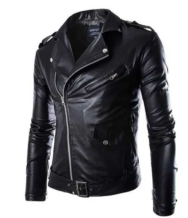 3XL Mens Leather Jacket with Lapel Lace Up Leather Coat High Quality Fashion Casual Motorcycle Jackets Men Clothing X250822