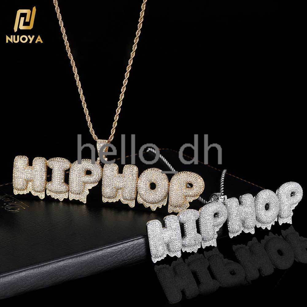 Hip Hop Personalized Custom Letter Pendants for Necklace Iced Out Letter Charm Custom Name Pendant
