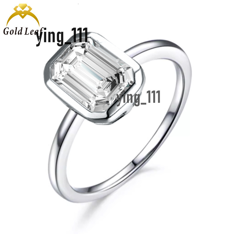 Customized Silver 925 10K 14K 18K Platinum Engagement Ring Free IGI DEF VVS 2CTW Emerald Cut Lab Diamond CVD Bezel Setting Rings