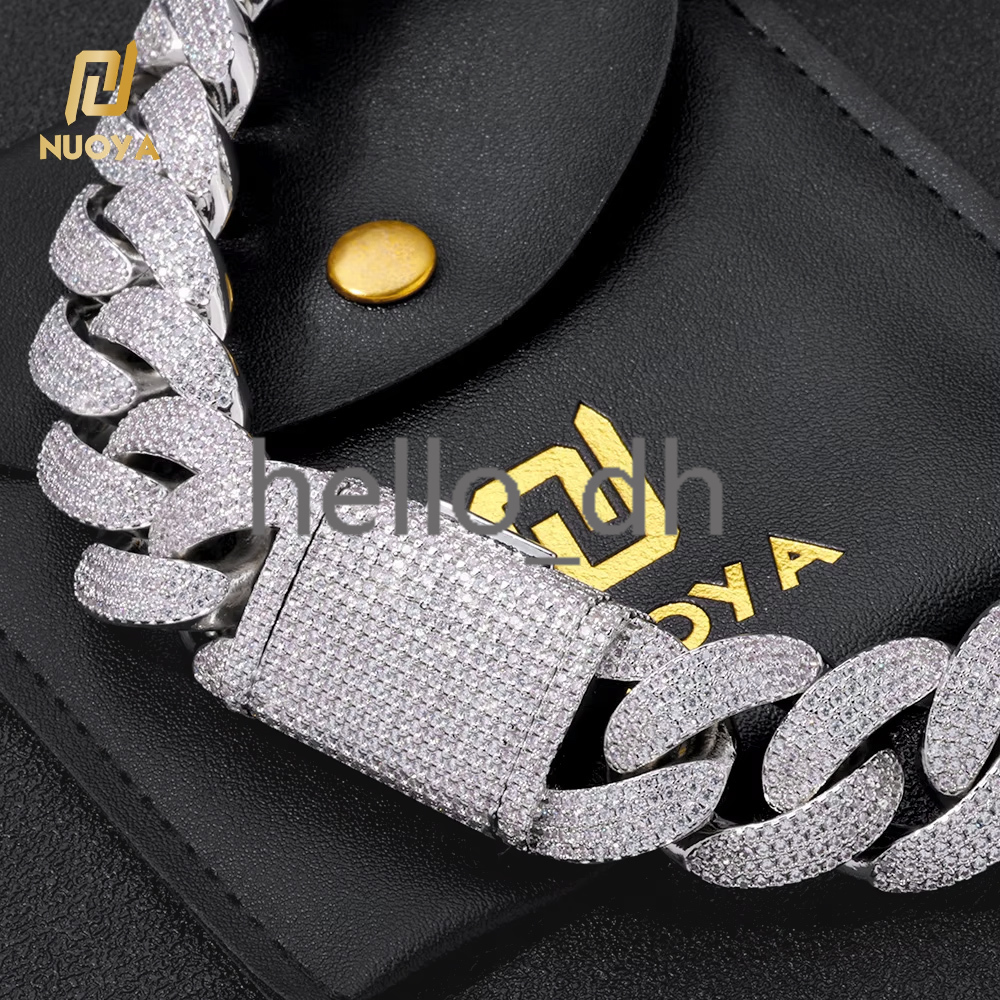 Fine Jewelry 4 Row Full Diamond Cuban Chain 20MM Micro Pave moissanite Stone Iced Out Hip Hop Jewelry Cuban Necklace for Women