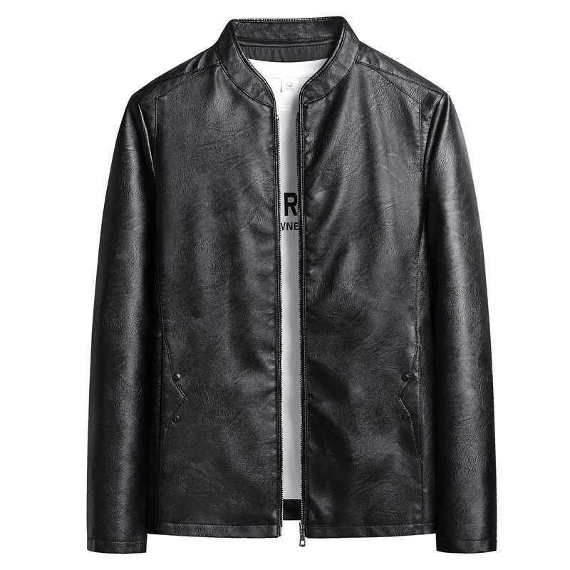 Mens Business Leather Jacket Solid Color Simple Design Zipper Motorcycle PU Coat Fashion Black Versatile Formal Mens Wear 6XL X250822