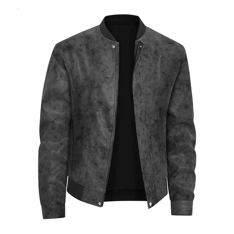 Vestes en cuir décontractées de printemps hommes Collier de support de haute qualité moto moto puwear masqueurs mode manteaux en cuir plus taille