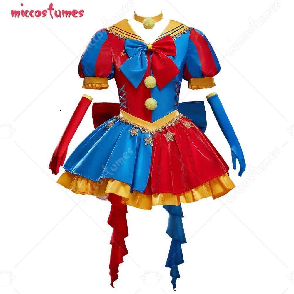 Miccostumes Dérivé de la fille du clown féminin Suit Halloween Casuel tenue robe marin avec gants de chapeau costume cosplay