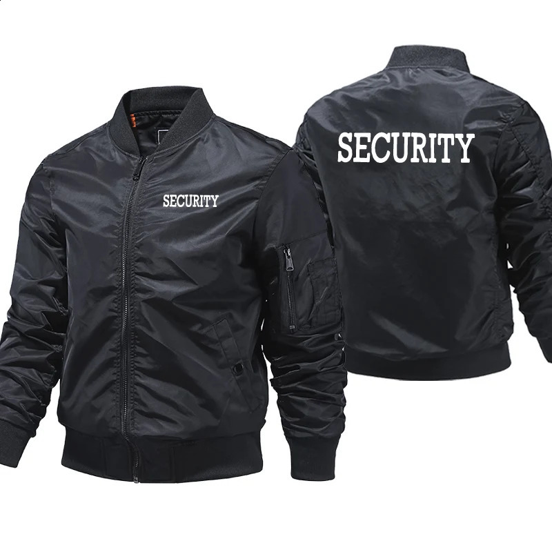 SECURITY Print n Bomber Jacket Men Autumn Winter Thick Windproof Warm Jacket Military Jacket Air Pilot Jacket For Men 250818