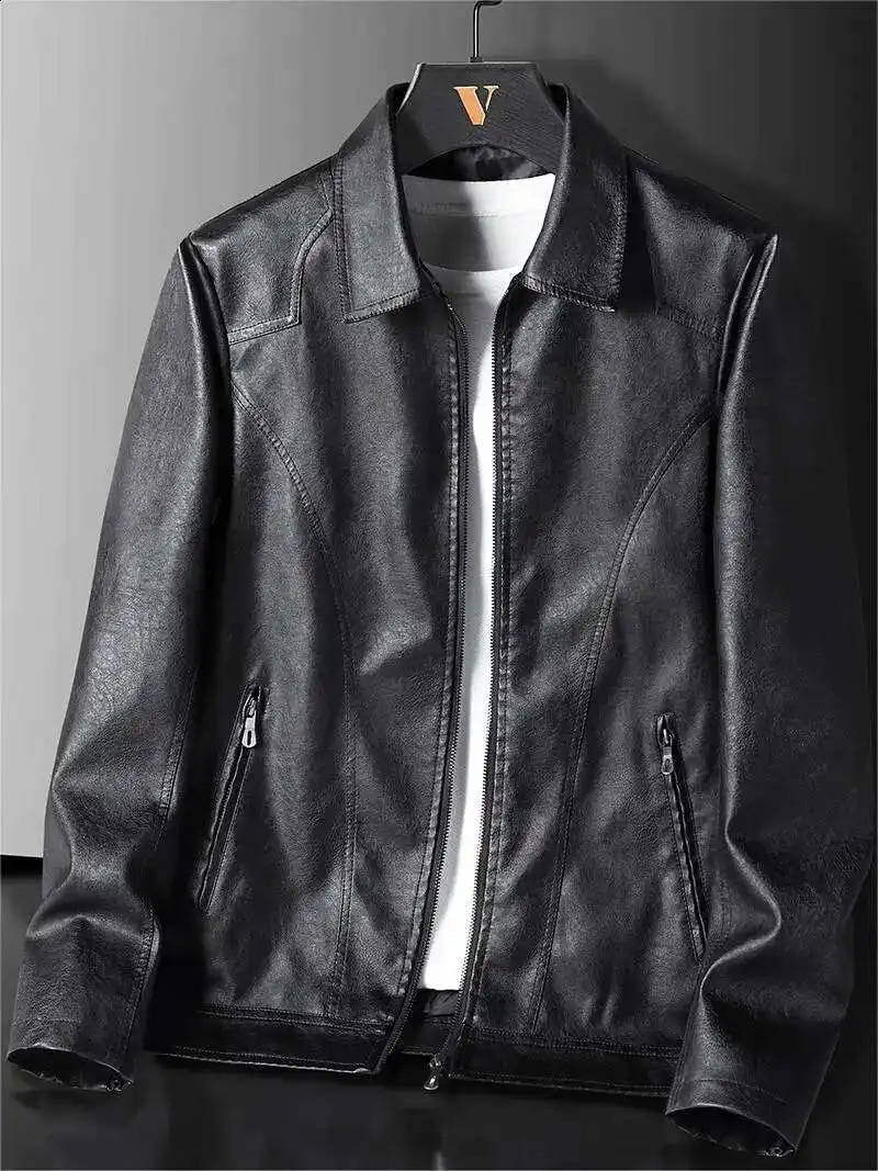 Large Size 8Xl 7Xl Pu Jacket Men Warm Bomber Motorcycle Jackets Winter Retro Faux Leather Coats Flannel High Quality 250815