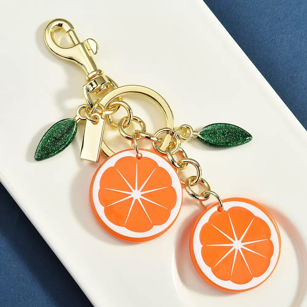 Designer bag charm keychain for women wallet key chain Orange tangerine mango charm Keychain Lanyards luxury keychain jewelry Co ch designers purse