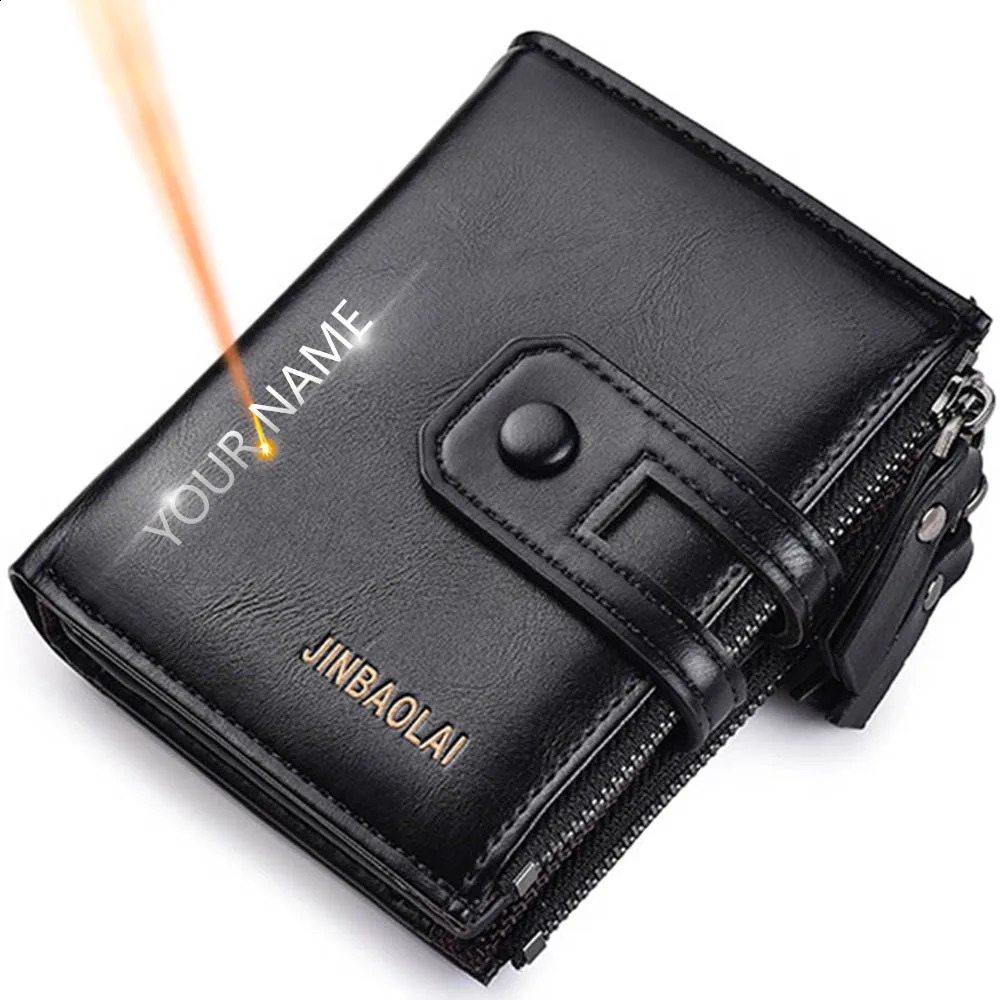 2024 Men Portefeuilles courts PU PU Double Zipper Hasp Men Men de bourse Holder Coin Pocket Vintage Vintage de haute qualité portefeuille 250814