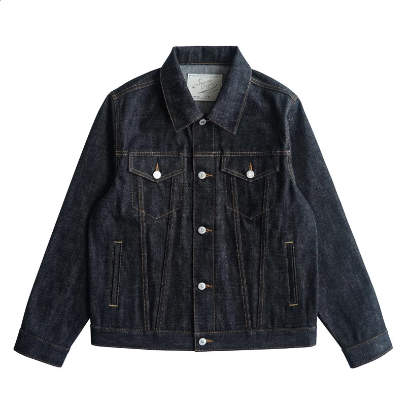 Sauce Origin Mens Denim Veste Selvedge SanForrise Indigo Classic Type III TRUCKER Button en argent Fitume en liberté 15 oz 250822