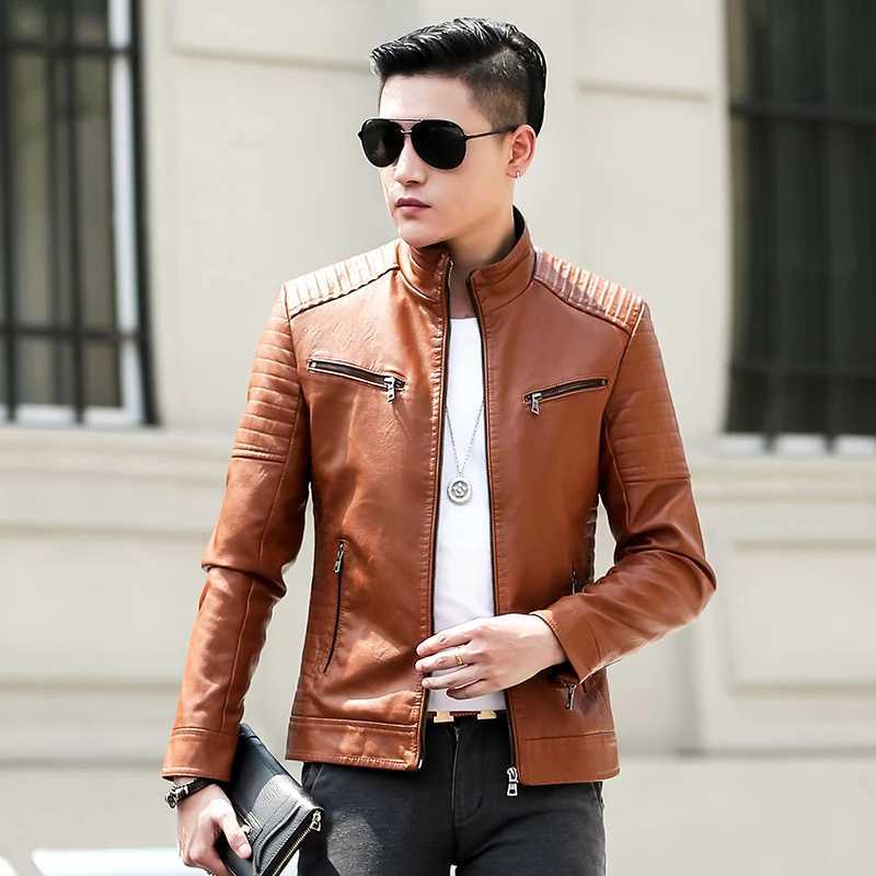 marque en cuir manteau hommes vestes à glissière décontractée mâle news mens veste en cuir marque slim fit vestes en cuir de moto hommes x250822