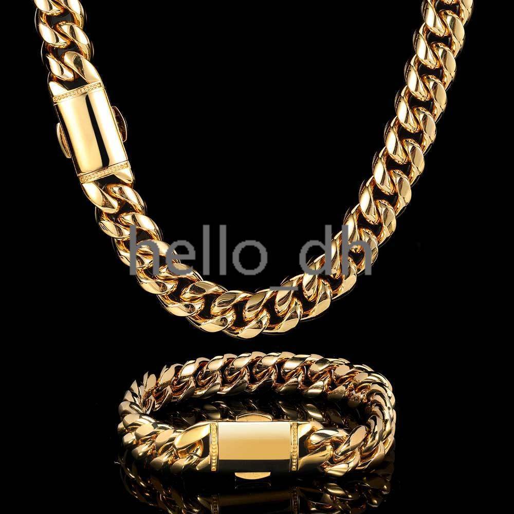 Hip Hop Jewelry 12mm Hight Polished 925 silver 925 silver Chain 18K Gold Plated Customized Mens Cuban Link Chain Necklace