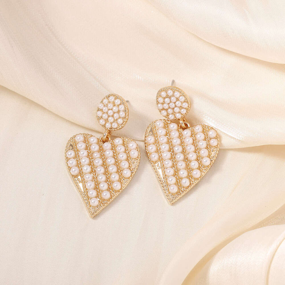Fashion Simple Imitation Pearl Peach Heart Elegant Versatile Unique Niche Design Orees Moucles d'oreilles