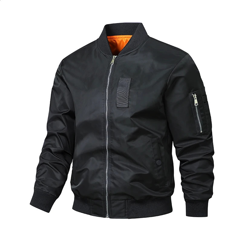 MA1 pilot jacket mens American retro trendy stand up collar pilot jacket loose solid color casual baseball uniform 250818