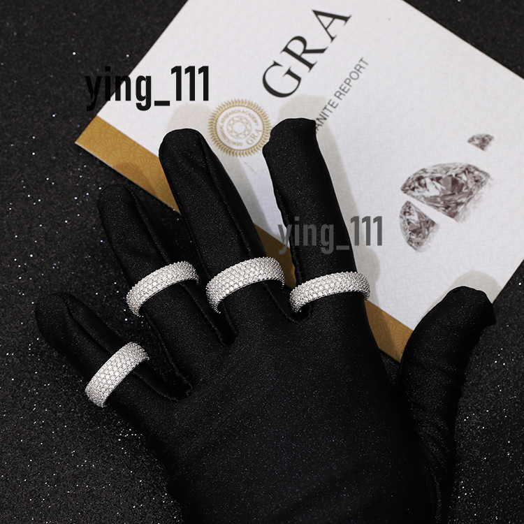 Dropshipping High Quality Pass Diamond Tester 4Rows 5Rows VVS Moissanite Diamond Finger Ring 925 Sterling Silver Hip Hop Jewelry