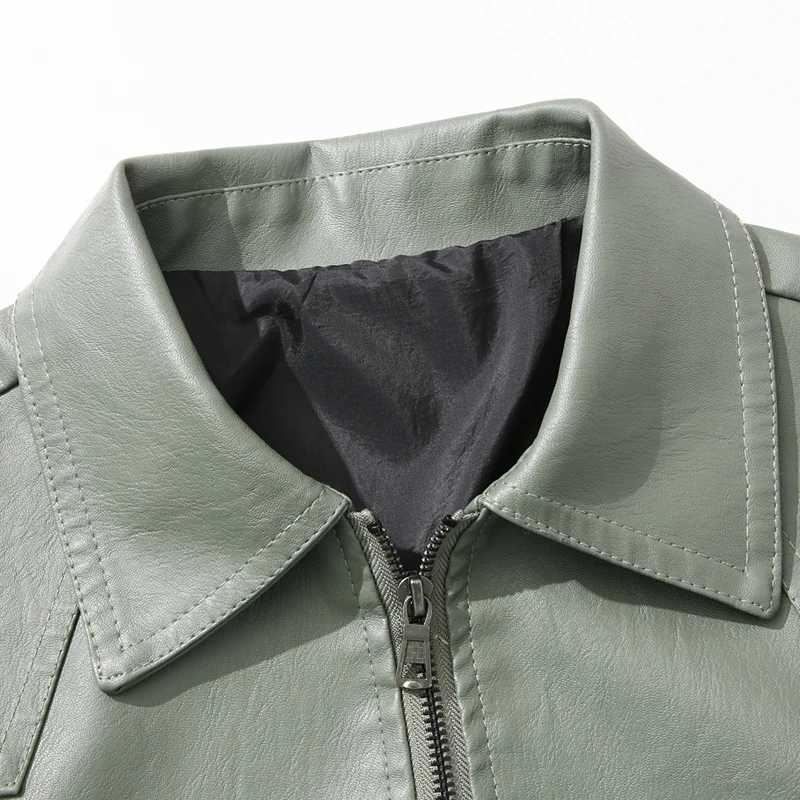 Men PU Leather Jacket Eco-Conscious Fabric Slim Fit Coat Green Black Basic Coats Lightweight Office-to-Outdoor Essential Wear X250822