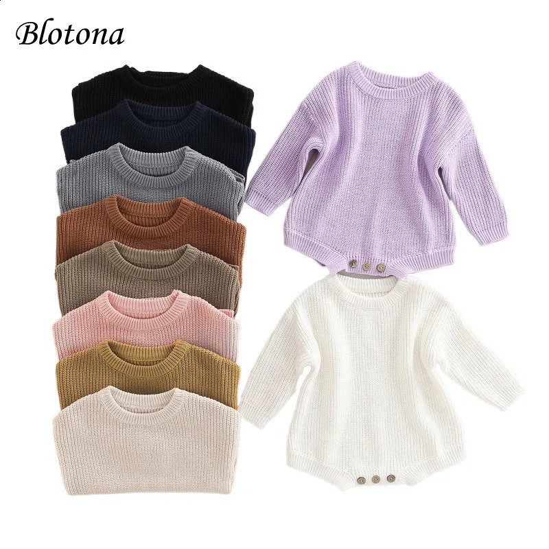 EST Born bébé tricoté à manches longues d'automne pull d'hiver Romper O Couleur de couleurs solides Bodys Bodys 0-24 MONTHS250821