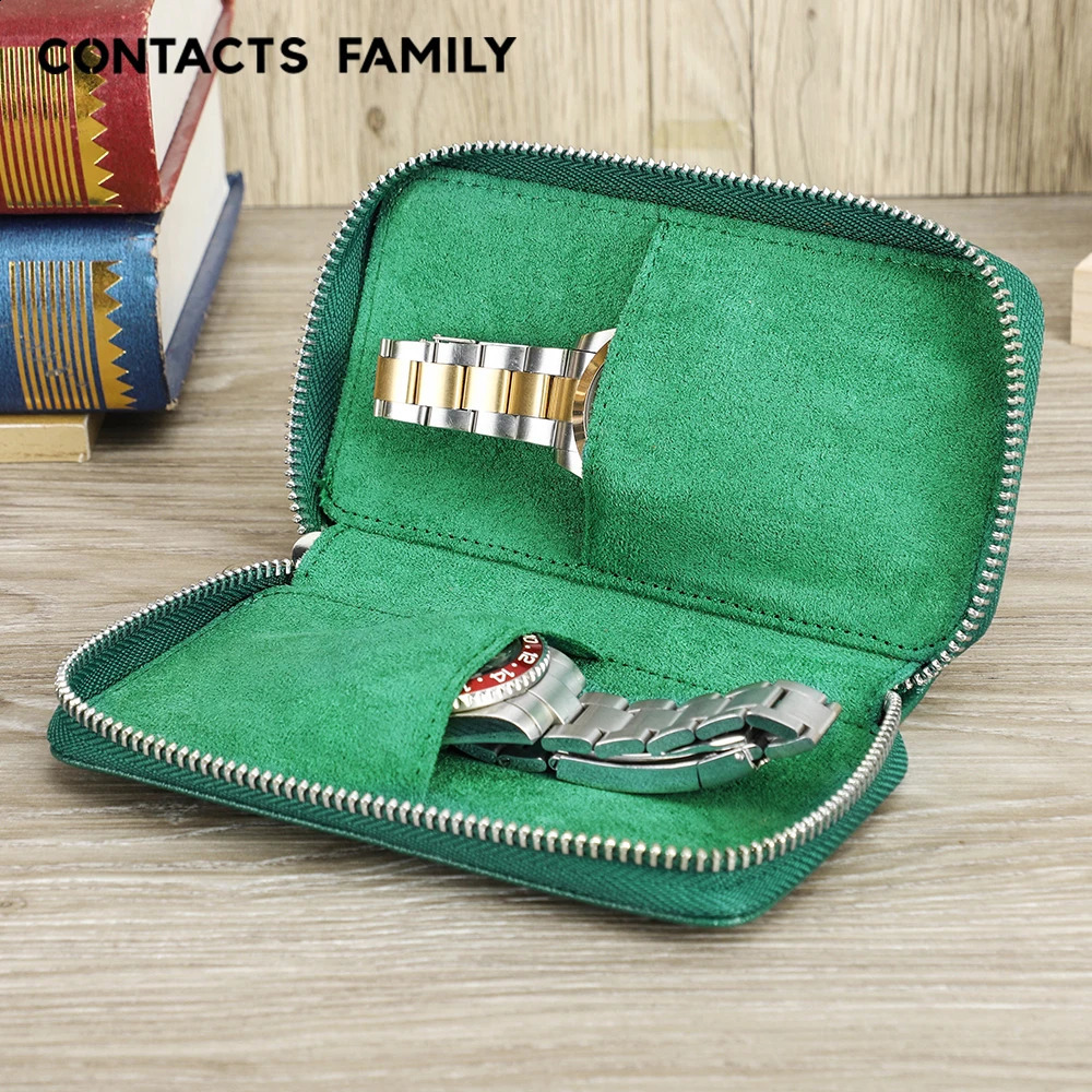 Contacts Pouche familiale avec Zipper Travel Portable Organizer Sac Contient 2 montres pour hommes et femmes Gift Great Le cuir 250818